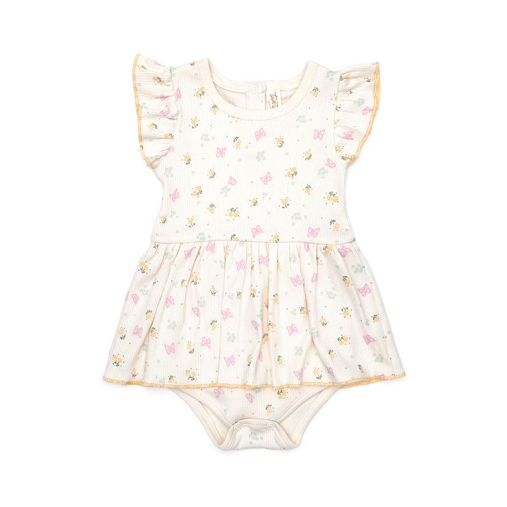 Vestido Body  Perla Mariposas algodón rib