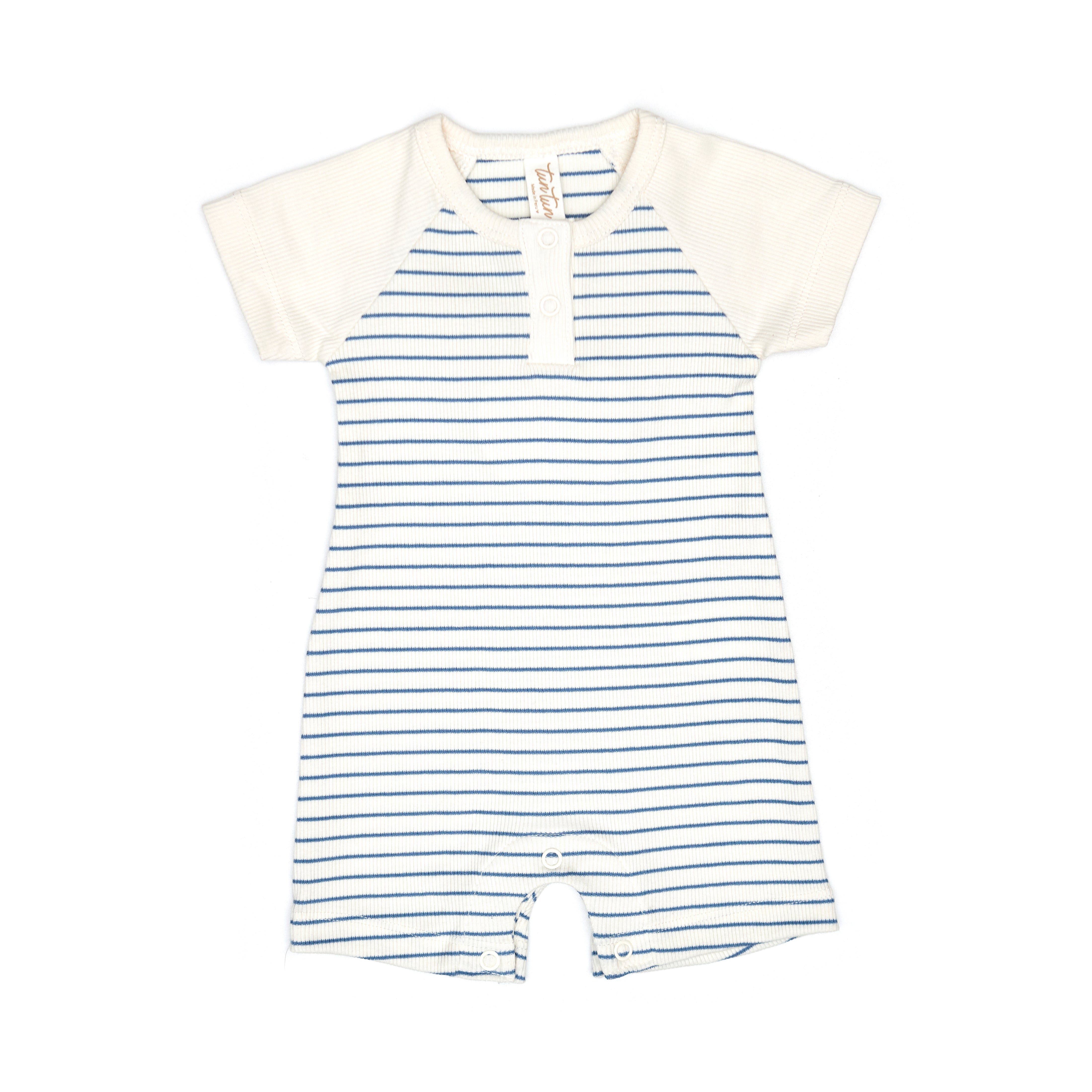 Romper Mc Short Perla Rayas Azul de algodón rib