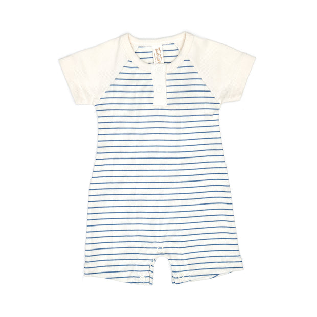Romper Mc Short Perla Rayas Azul de algodón rib