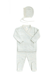 Set 3 Pcs Kimono + Pant + Bonet Celeste