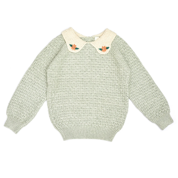 Set tejido Sweater Cuello Bebe + Leggin Verde de algodón
