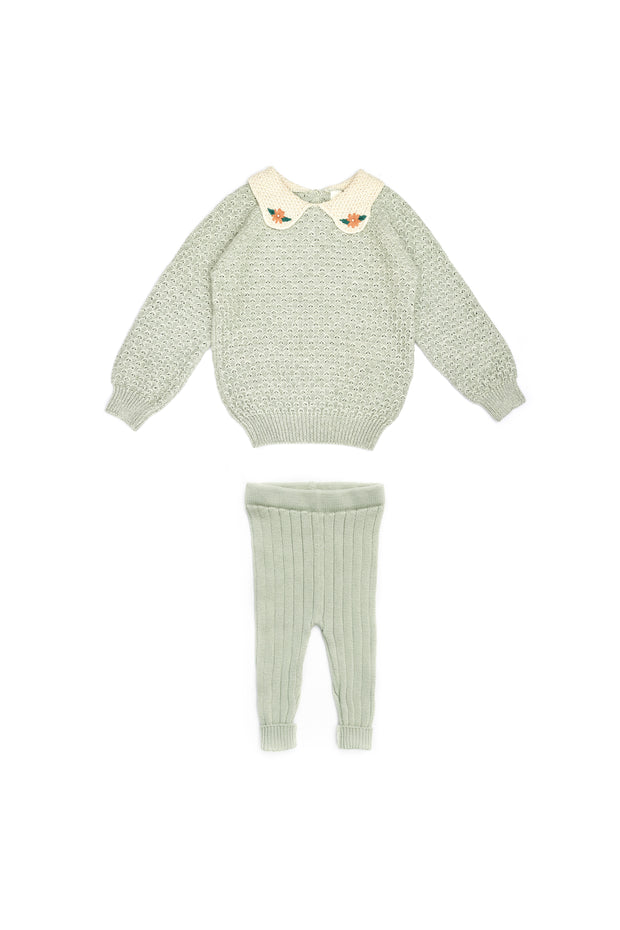 Set Sweater Cuello Bebe + Leggin Verde