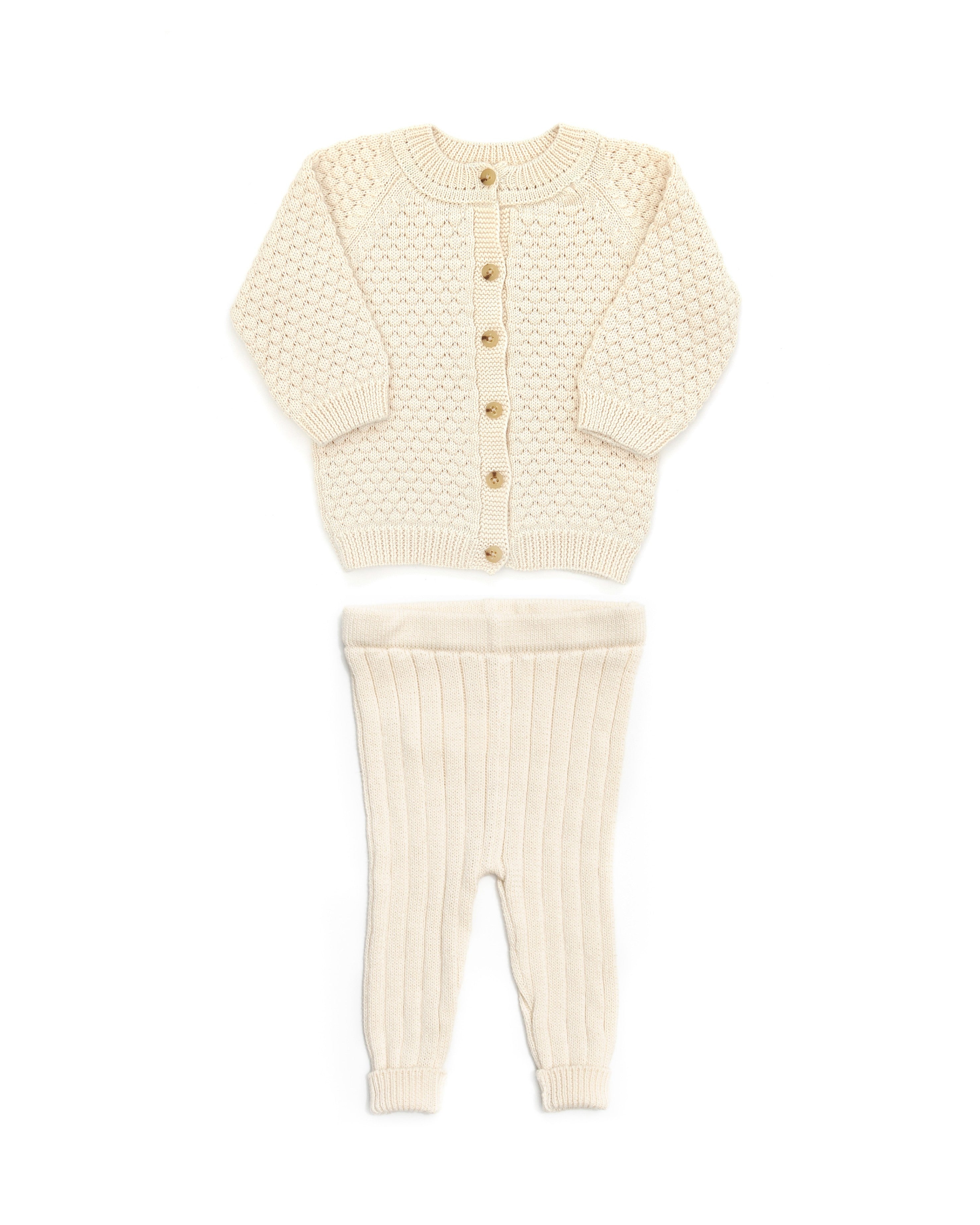 Conjunto 2PCS Tejido Cardigan Burbuja + Leggin Perla de Algodón