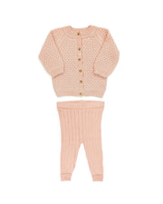 Set Cardigan Burbuja + Leggin Rosado