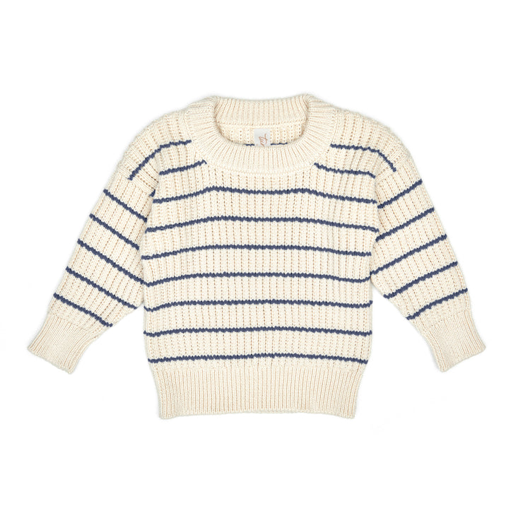 Sweater tejido Rayas Perla Rayas Azul de algodón