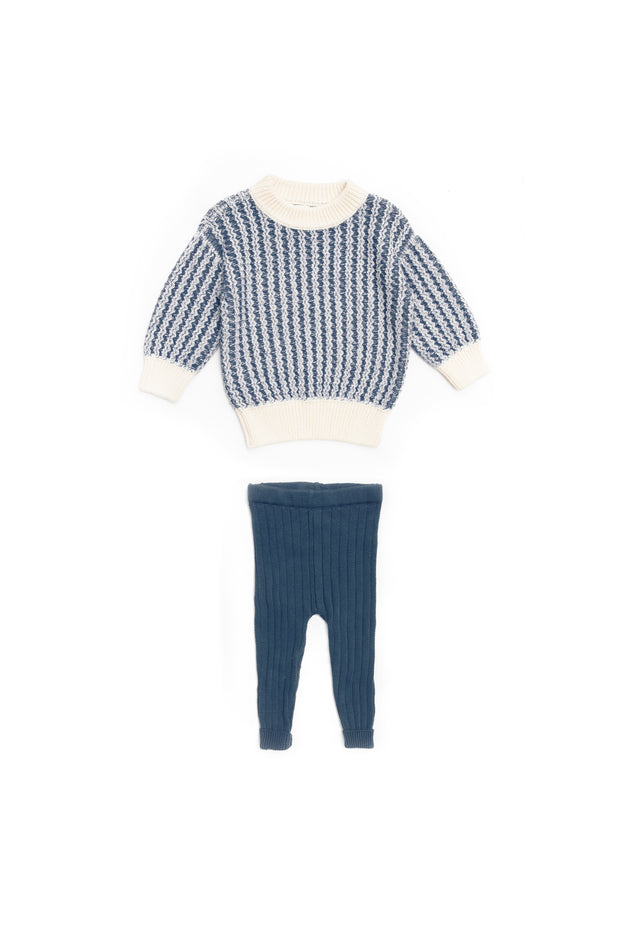 Set Sweater Zigzag + Leggin Azul