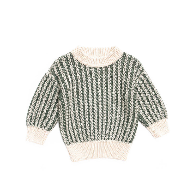Sweater tejido Zigzag Verde de algodón