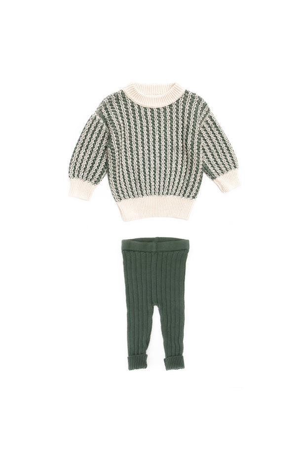 Set Sweater Zigzag + Leggin Verde