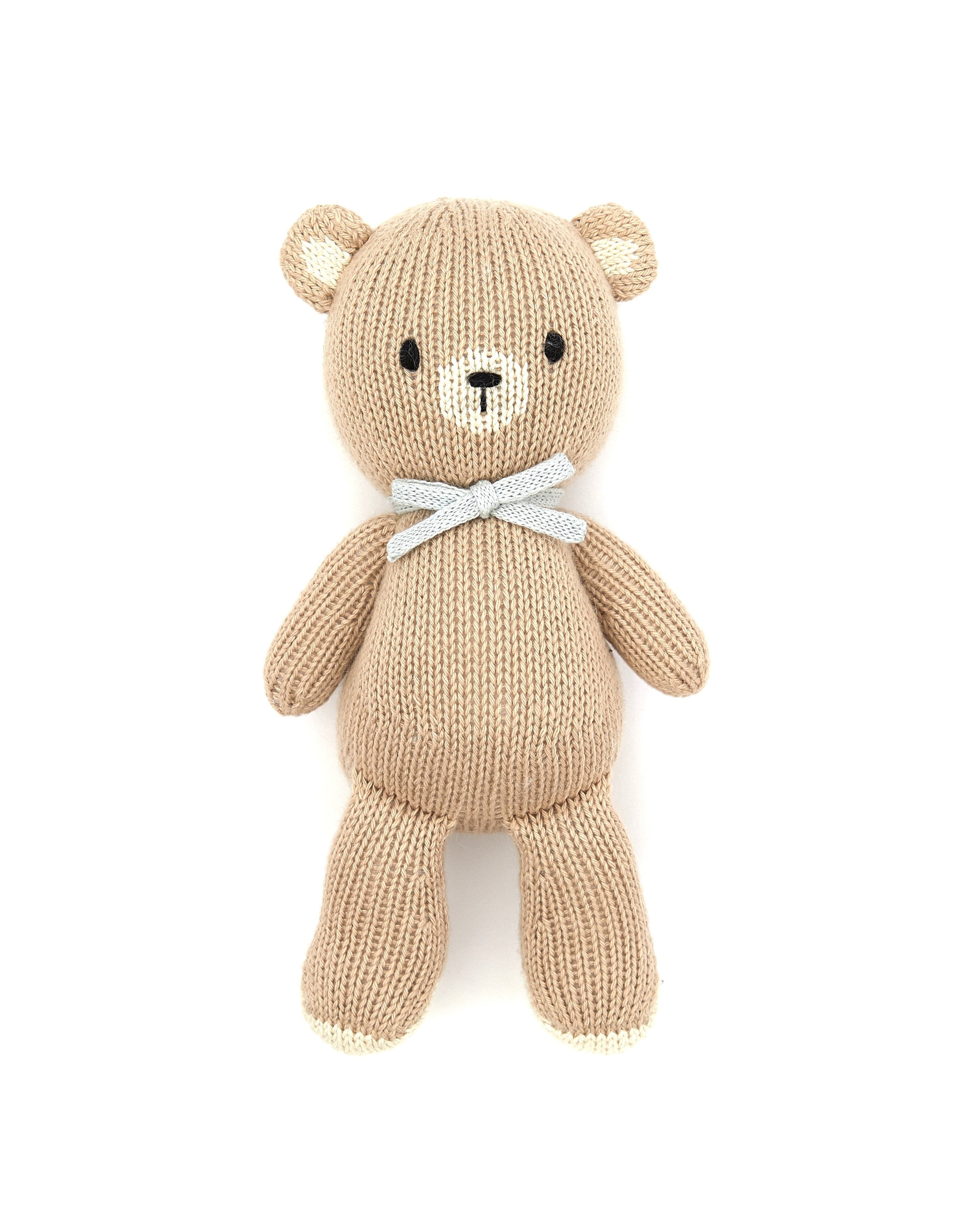 Osito Bebe de algodón tejido Beige & Celeste