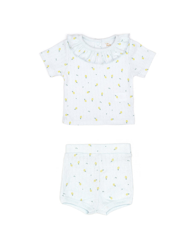 Polo Bobo + Short Pointelle Celeste limones