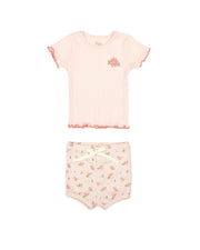 Set Polo + Short Rosado / Rosado flores