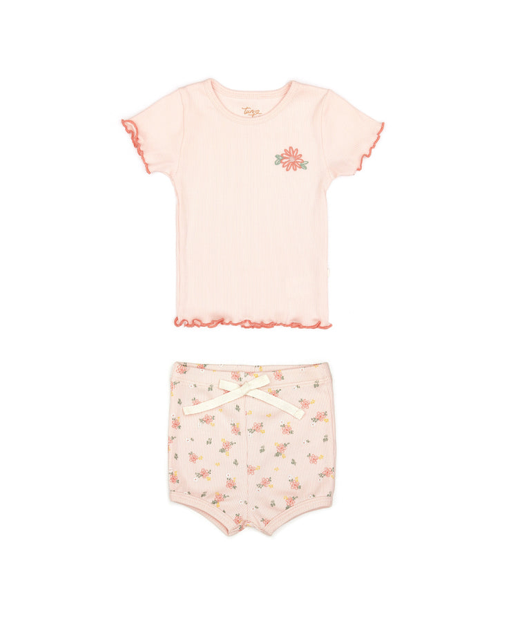 Set Polo + Short Rosado / Rosado flores