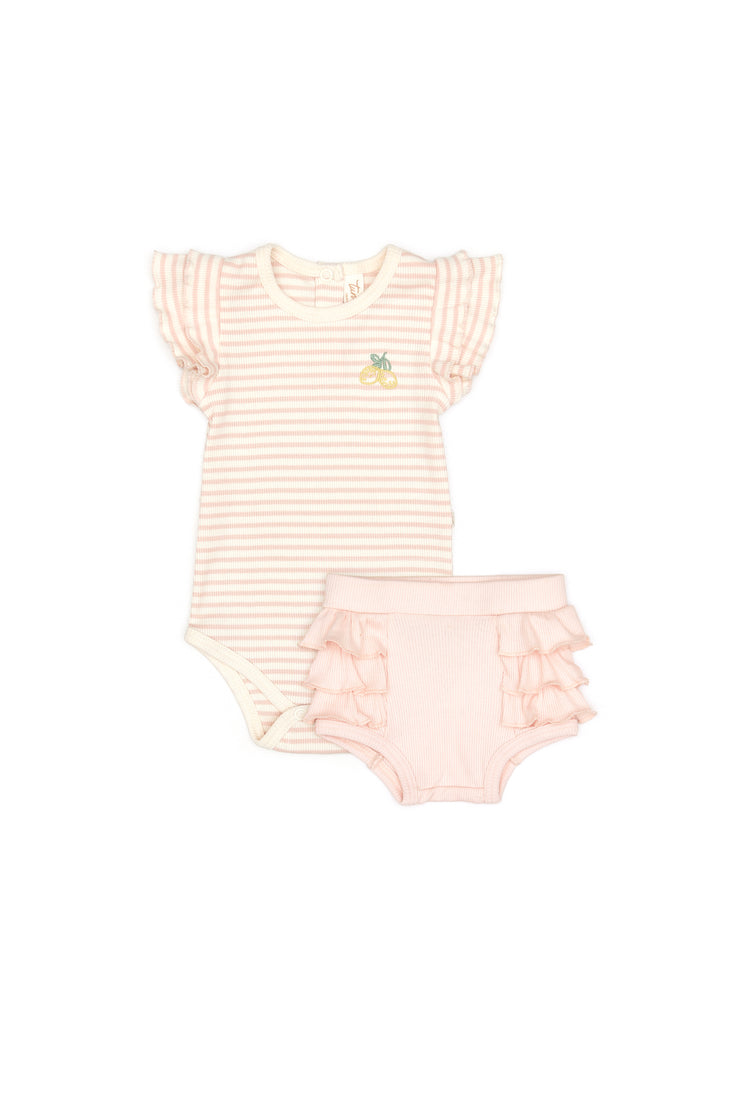 Set Body Bobo Alita + short bombacho Perla rayas rosado