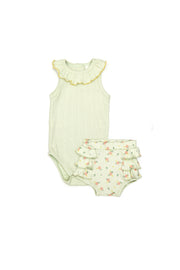 Set Body Bobo + short bombacho Verde & verde flores