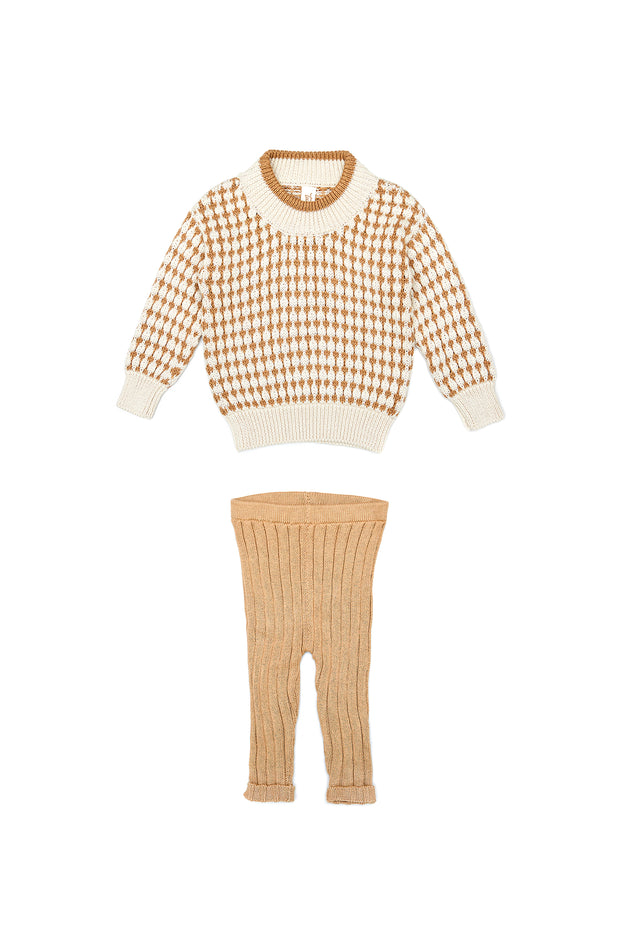 Set Sweater Dylan + Leggin Beige de algodón pima