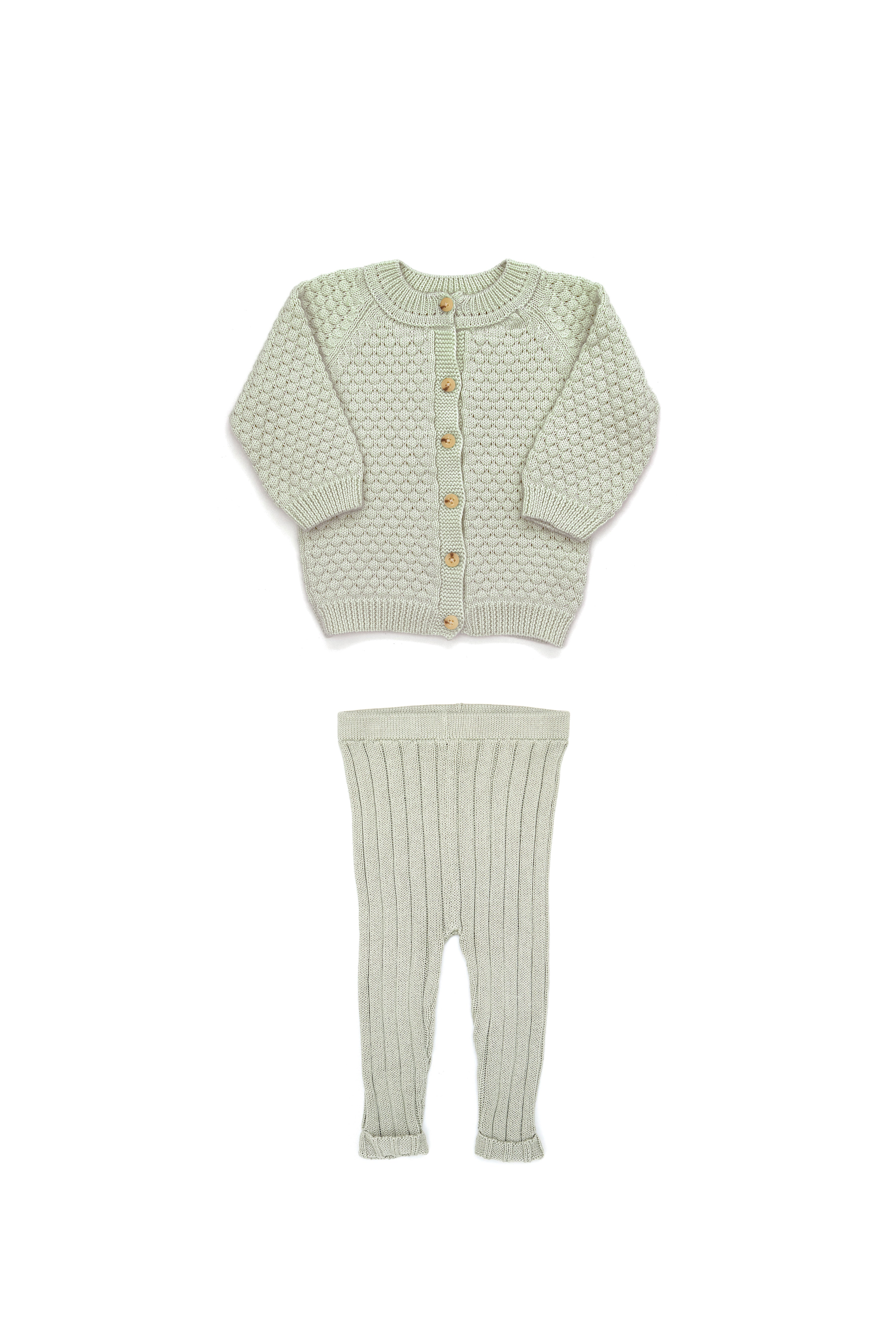 Set Cardigan + Leggin Verde de algodón pima