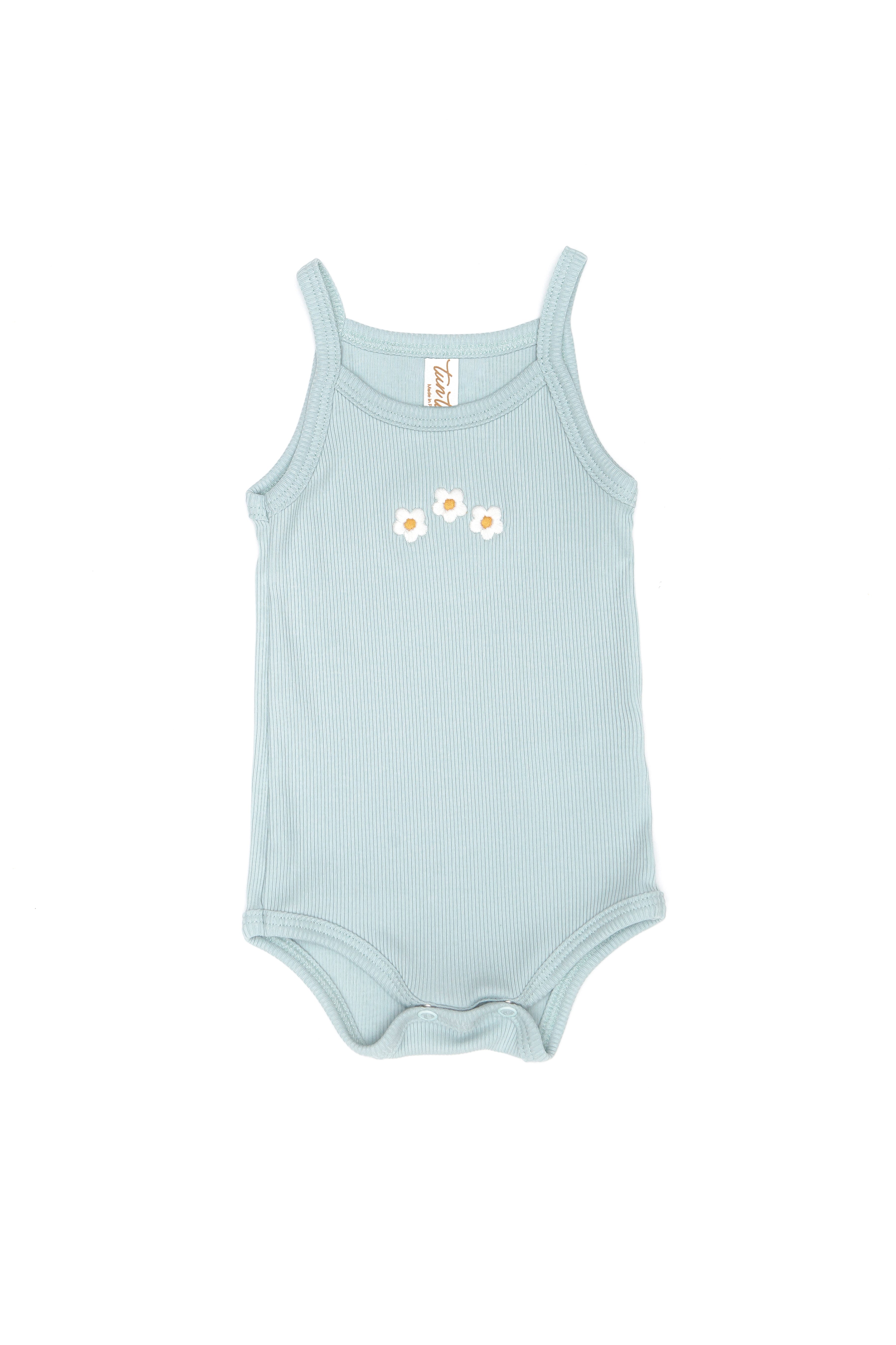 Conjunto 2 PCS Body Tiritas + Short Bombacho Menta de Algodón Rib