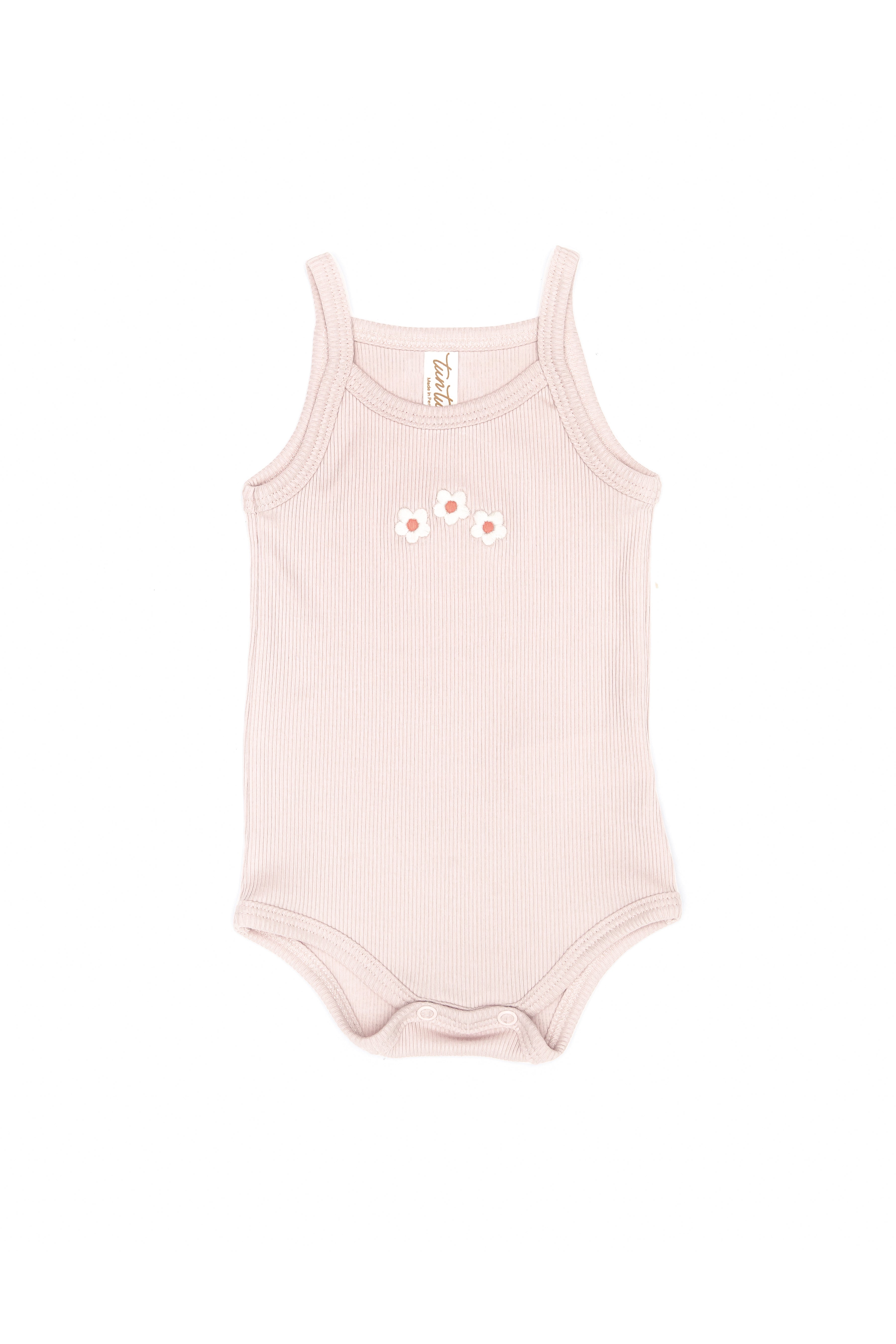 Conjunto 2 PCS Body Tiritas + Short Bombacho Rosado de Algodón Rib