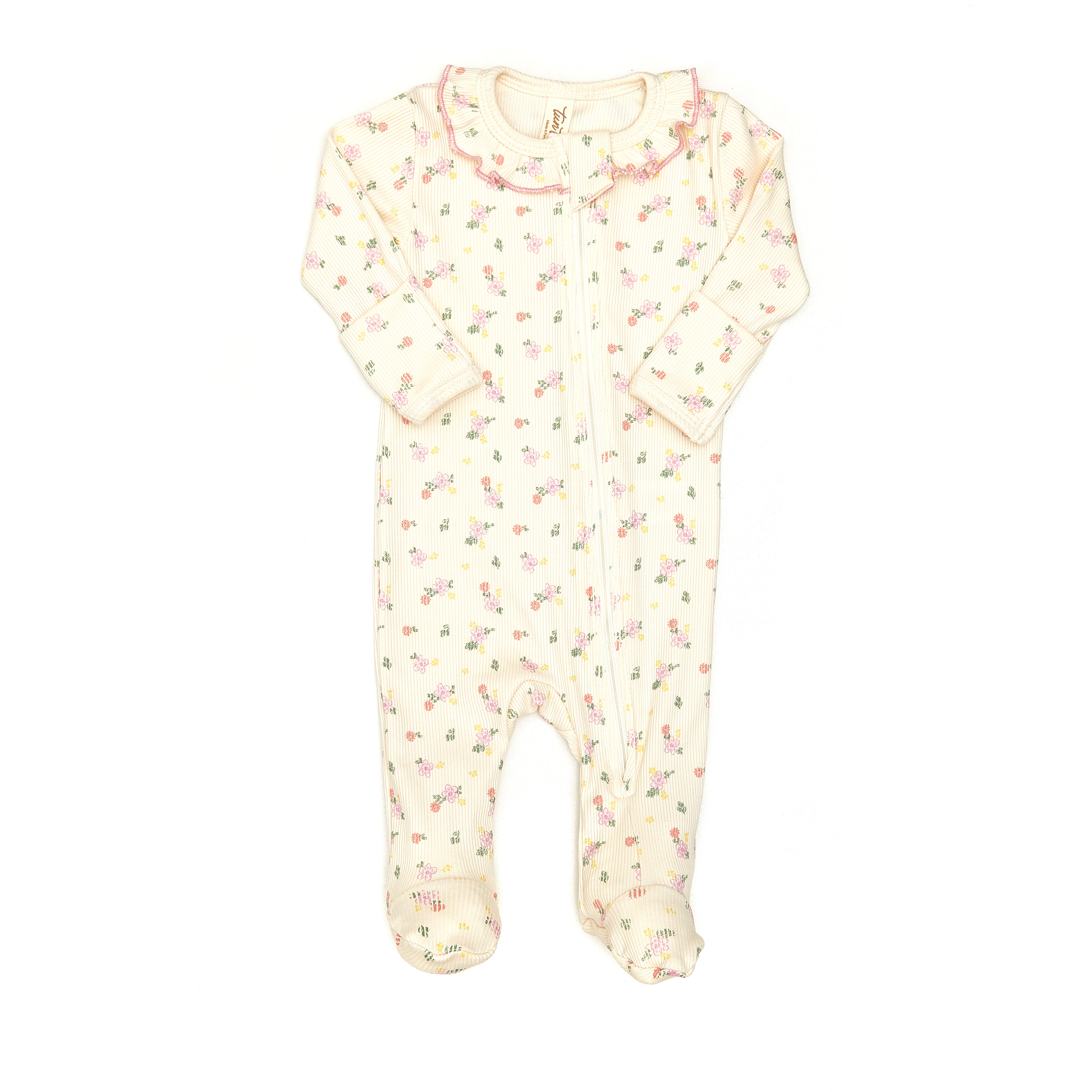 Enterizo Cuello bobo Perla Flores de Algodón Rib