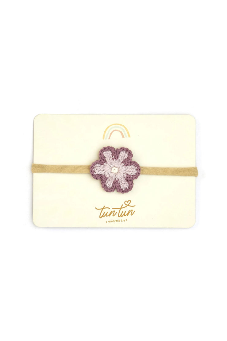 Vincha Tejido Flor Lila & Mauve de algodón