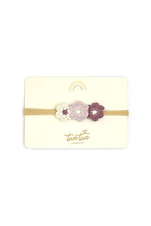 Vincha 3 Flores Lilas