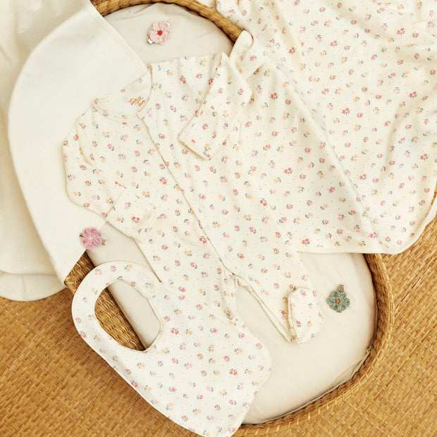 Enterizo Broches Perla Flores de algodón pima