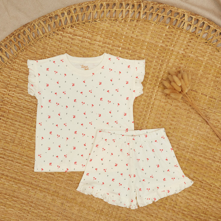 Pijama Bobos Perla Cerezas Rojas de algodón pima