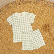 Pijama Polo + Short Cuadros Verde de algodón pima