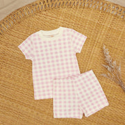 Pijama Polo + Short Cuadros Fucsia de algodón pima