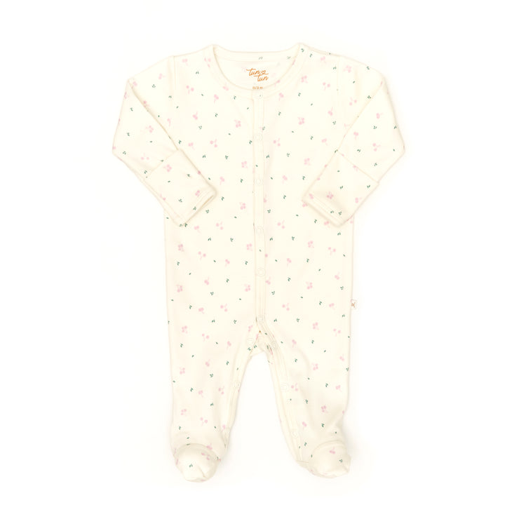 Enterizo Broches Perla Cerezas Fucsia de algodón pima