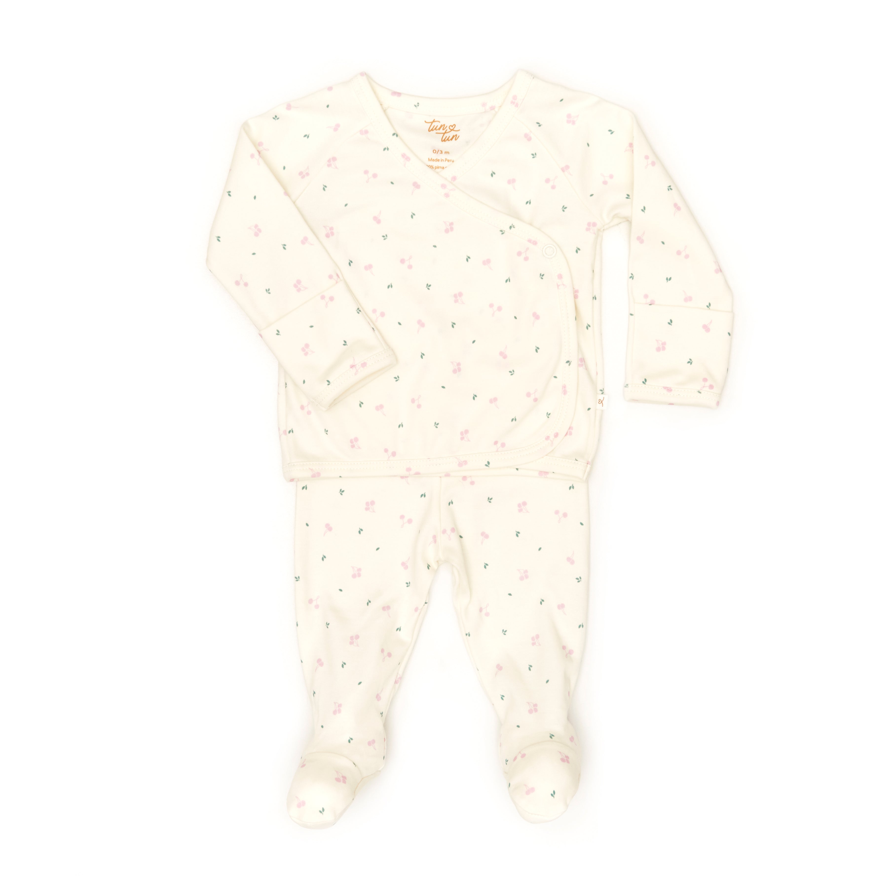 AJUAR KIMONO DE ALGODÓN PIMA CEREZA + OSITO SONAJA + CAJITA DE REGALO