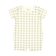 Romper Manga Corta Cuadros Verde de algodón pima