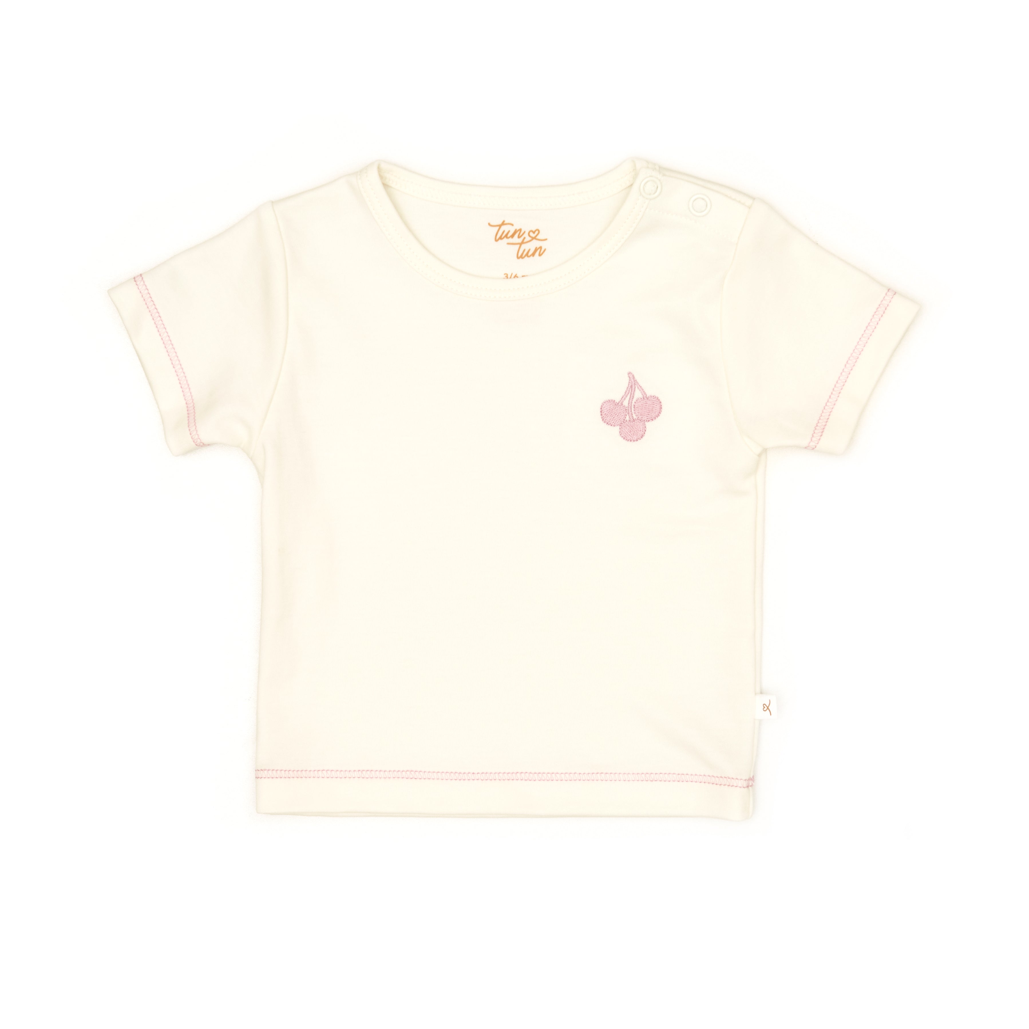 Conjunto 2PCS Tshirt Perla de Algodón Pima  + Short Cuadros Fucsia French Terry