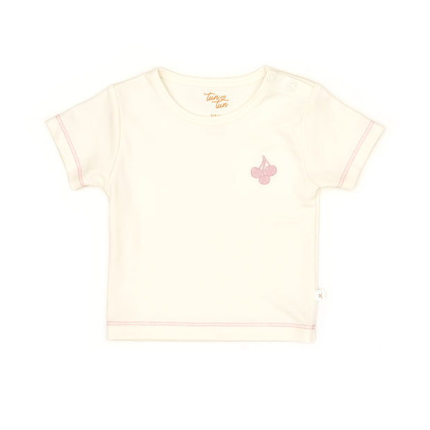 Set Tshirt + Short Perla / Cuadros Fucsia de algodón