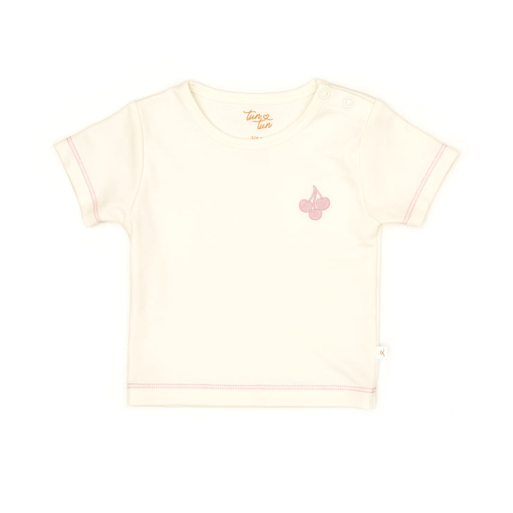 Set Tshirt + Short Perla / Cuadros Fucsia de algodón