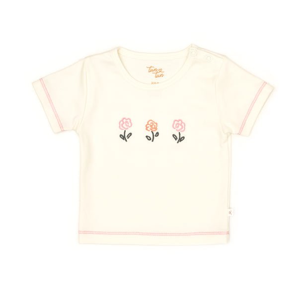 Set Tshirt + Short Perla / Flores Perla de algodón