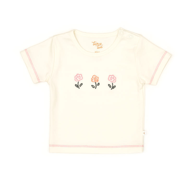 Set Tshirt + Short Perla / Flores Perla de algodón