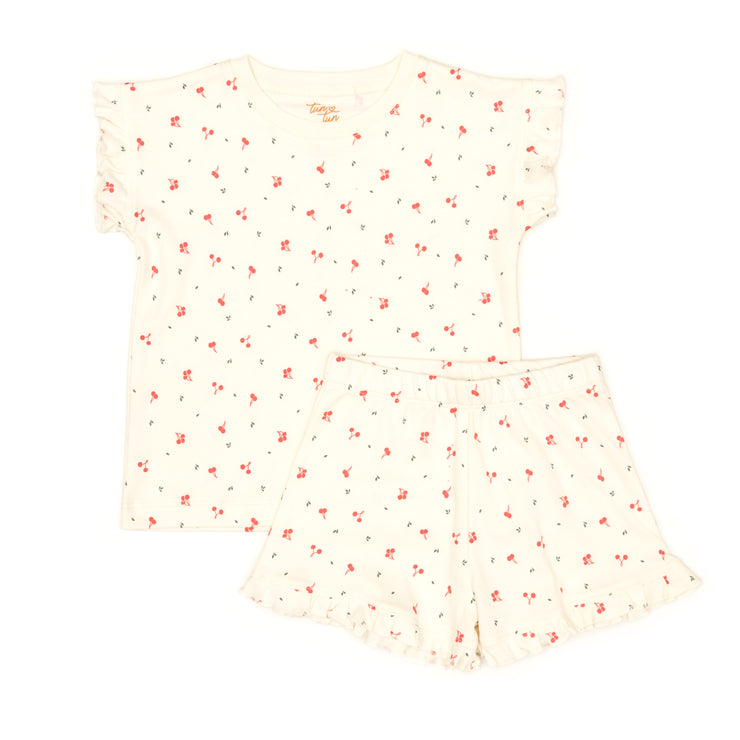 Pijama Bobos Perla Cerezas Rojas de algodón pima