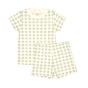 Pijama Polo + Short Cuadros Verde de algodón pima