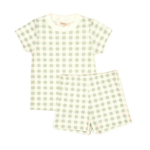Pijama Polo + Short Cuadros Verde de algodón pima
