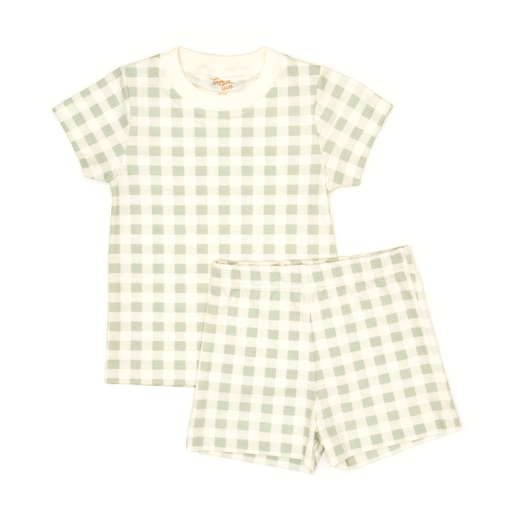 Pijama Polo + Short Cuadros Verde de algodón pima