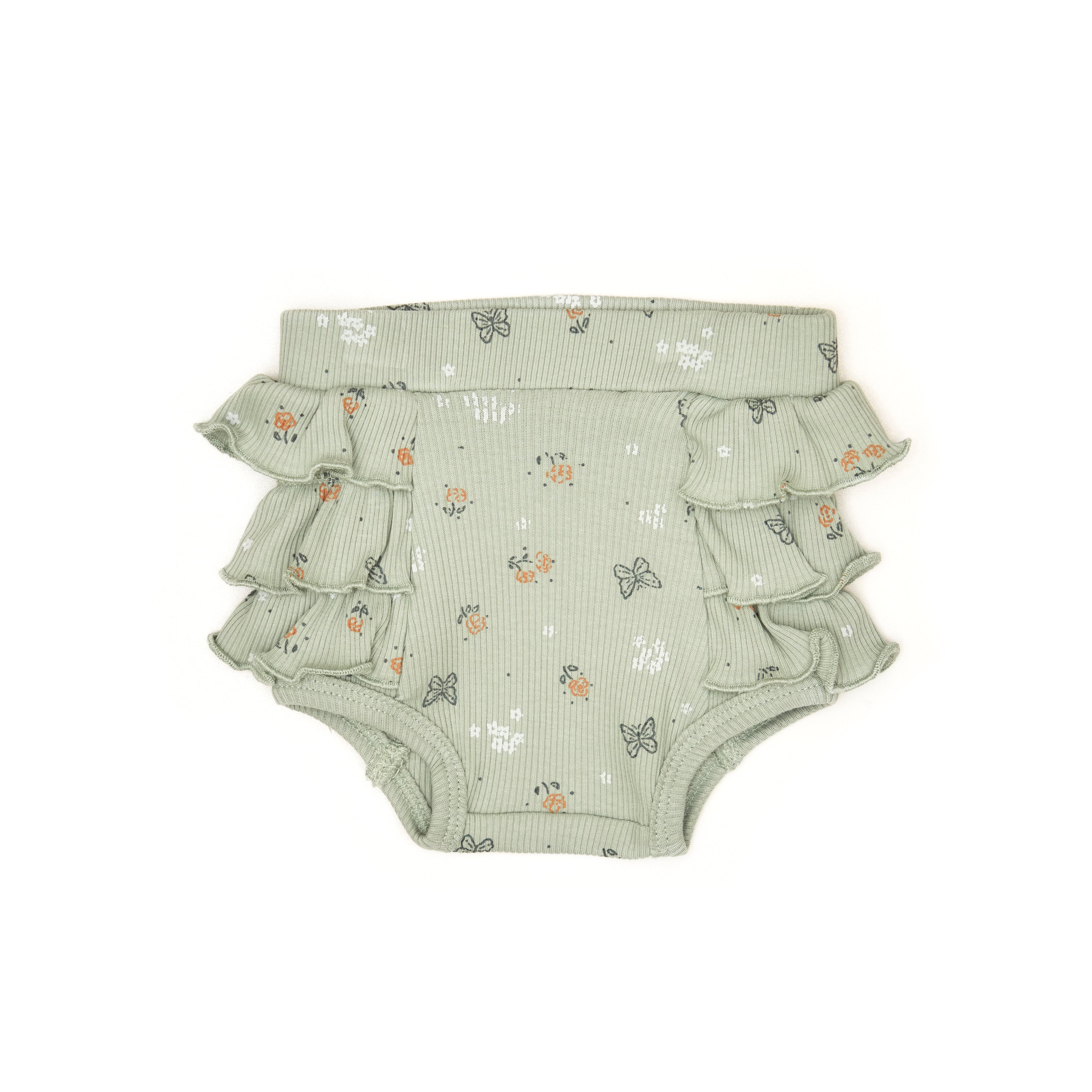 Conjunto 2PCS Body Verde + Short Bombacho Verde Mariposas Algodón Rib