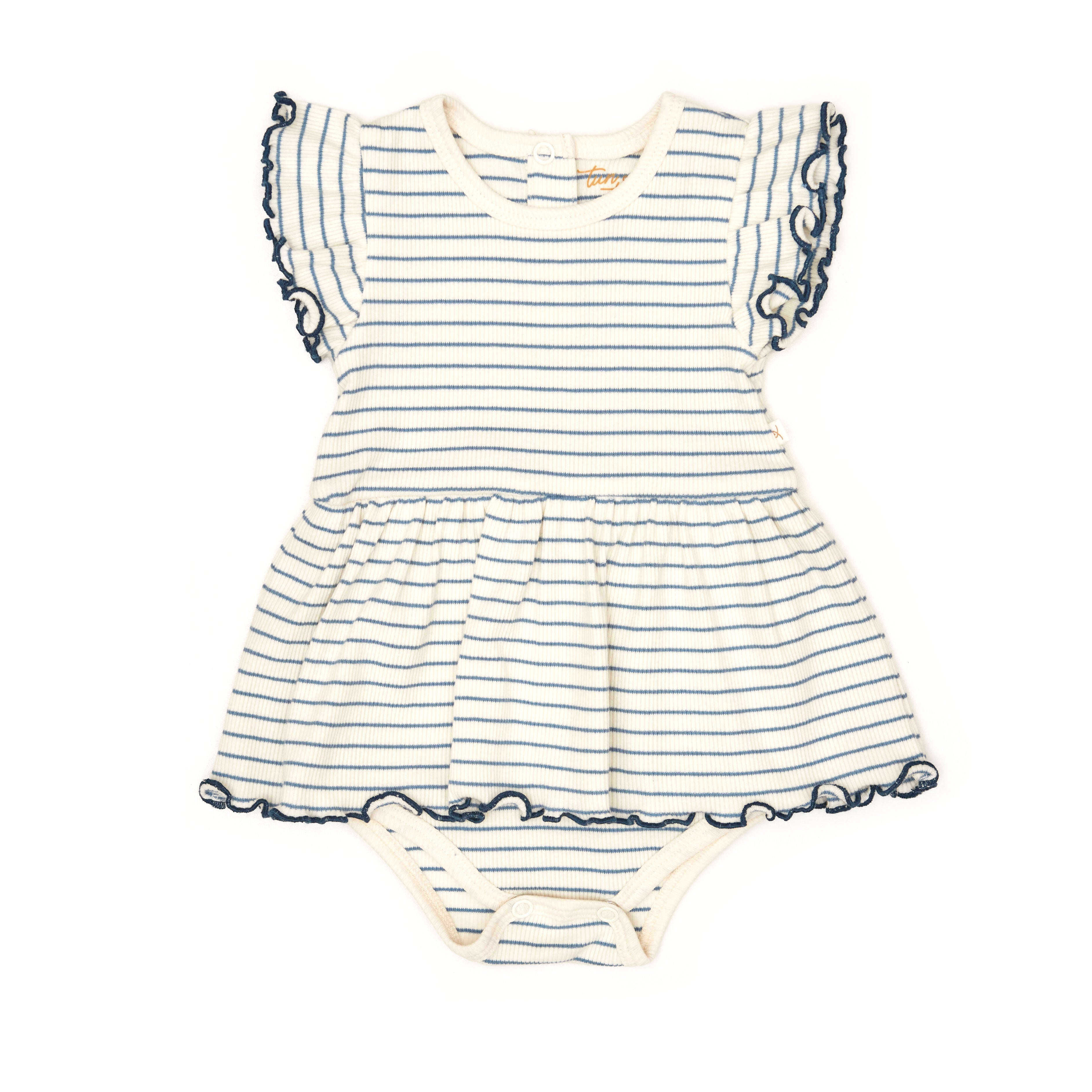 Vestido Body Perla Rayas Azul de algodón rib