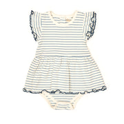 Vestido Body Perla Rayas Azul de algodón rib