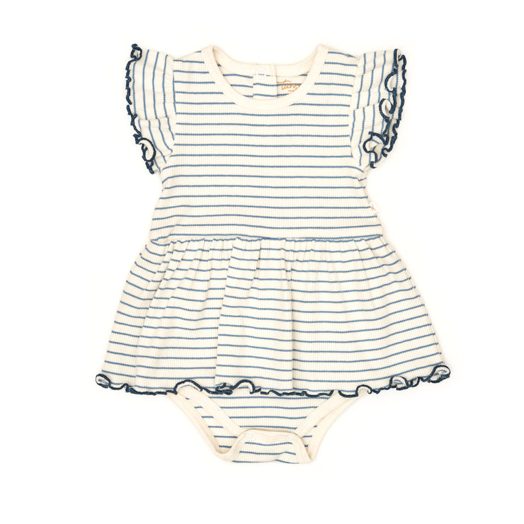 Vestido Body Perla Rayas Azul de algodón rib