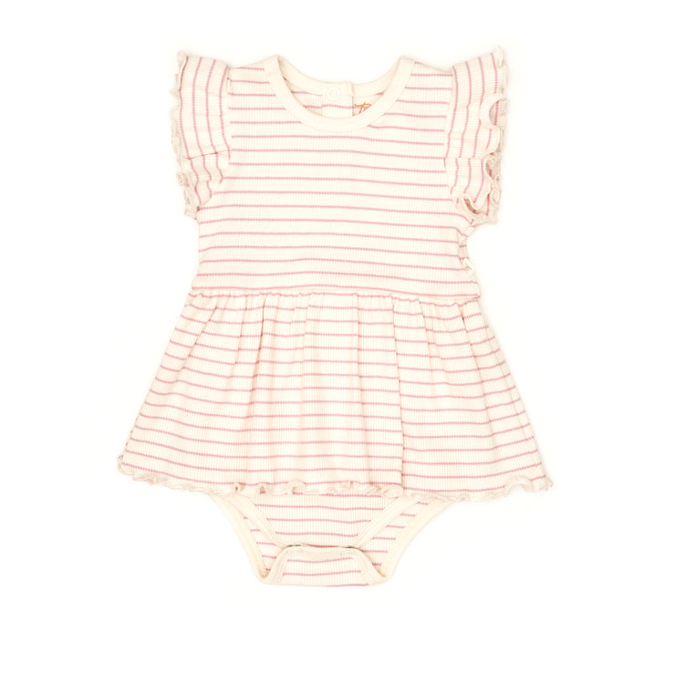 Vestido Body  Perla Rayas Fucsia de algodón rib