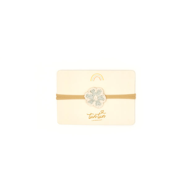 Vincha Flor Celeste & Perla de Algodón