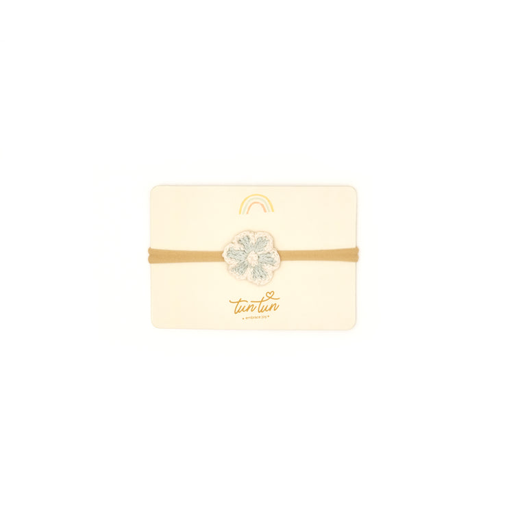 Vincha Flor Celeste & Perla de Algodón