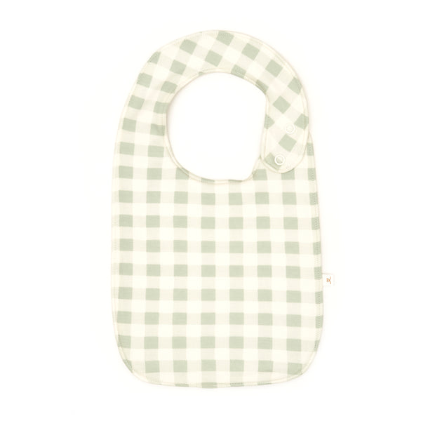 Set 2 Baberos Grandes Cuadros Verde/ Perla Naranjas de algodón pima