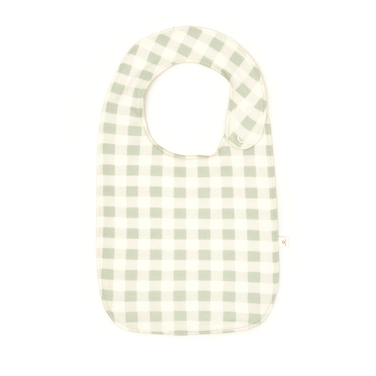 Set 2 Baberos Grandes Cuadros Verde/ Perla Naranjas de algodón pima